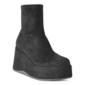 WILD PAIR Womens Black 2" Platform Earlee Round Toe Wedge Heeled Boots 7 M